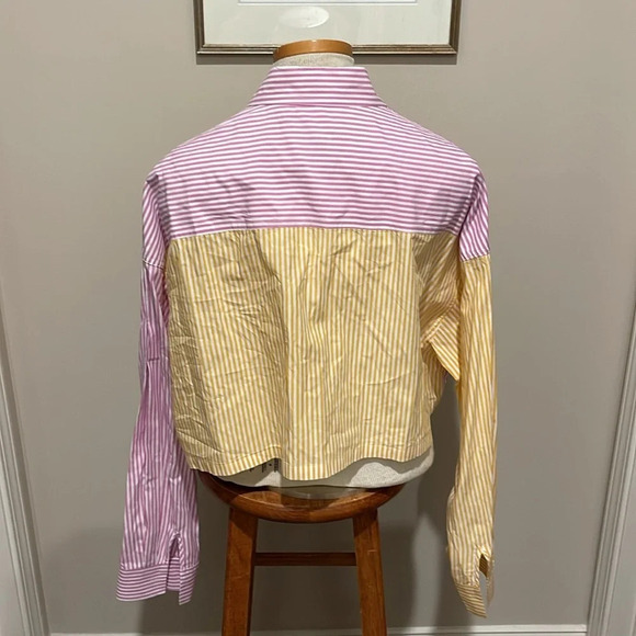 Blanca - Thomas Cropped Striped Shirt - Yellow/Pink/White - Size M/L - Picture 7 of 12